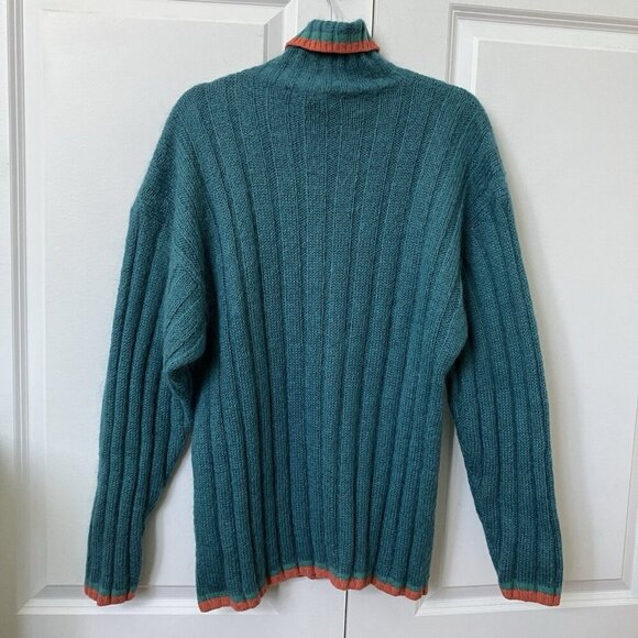 Vintage Barry Bricken Sweater Womens L Mohair Blue Knit Turtleneck Long Line - Picture 6 of 6